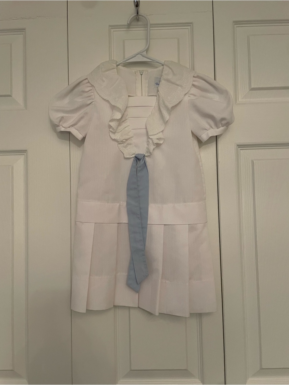 Florence Eiseman White Sailor Dress with Light Blue Tie 4